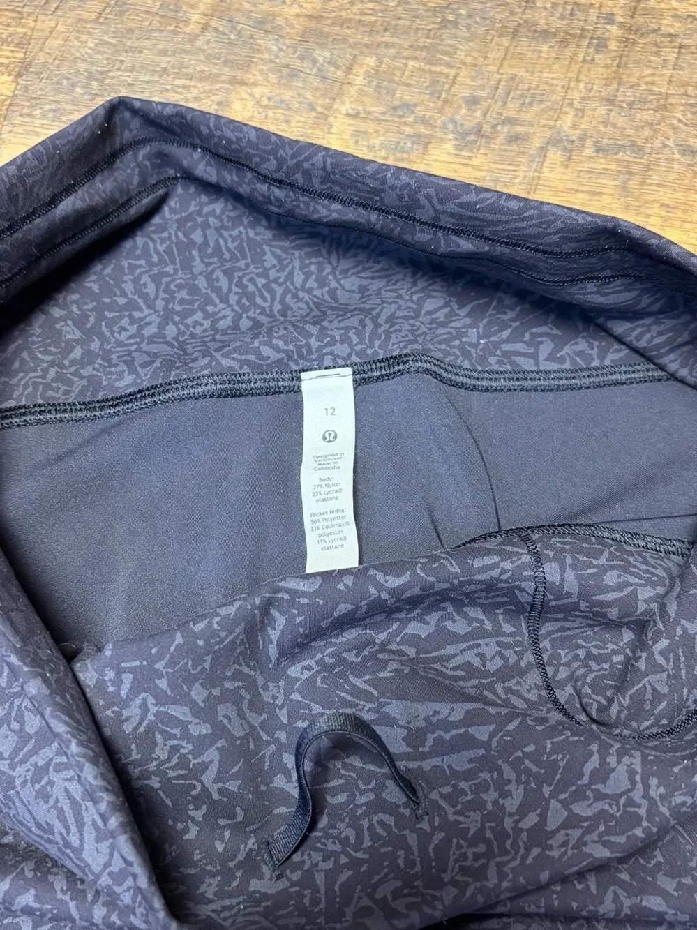 Lululemon Wunder Train High-Rise Crop 23" Women’s 12 Black Print Tight Leggings - Picture 6 of 12